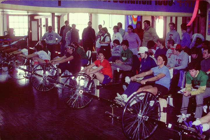 CRASH-B, a loose organization of former national team rowers in Boston, Massachusetts, calls and is interested in hosting an indoor rowing competition.<br><br><i>The first CRASH-B Sprints. Judy Geer (2nd from right).</i>
